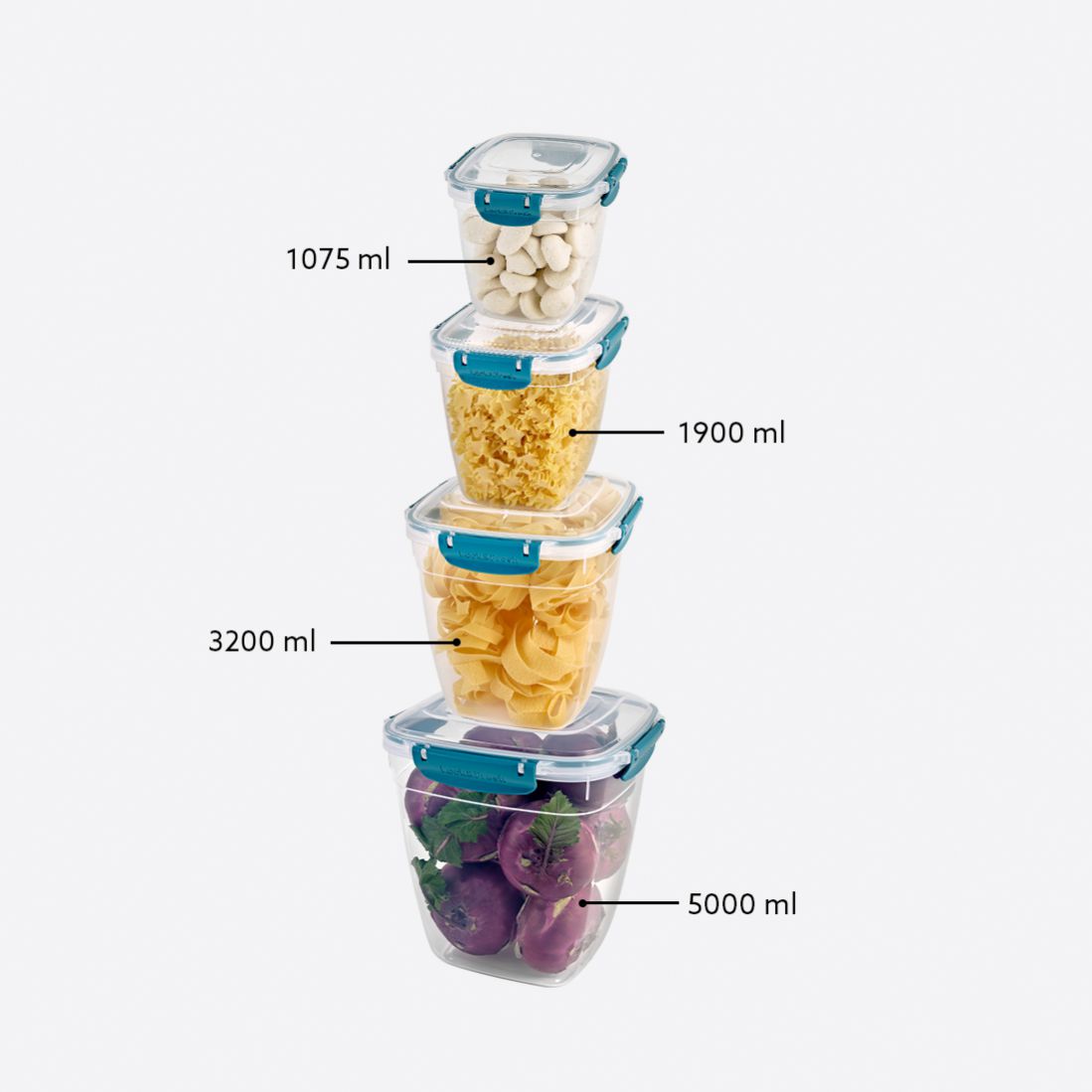 4 Pcs Master Square Set (1075-1900-3200-5000 ml)