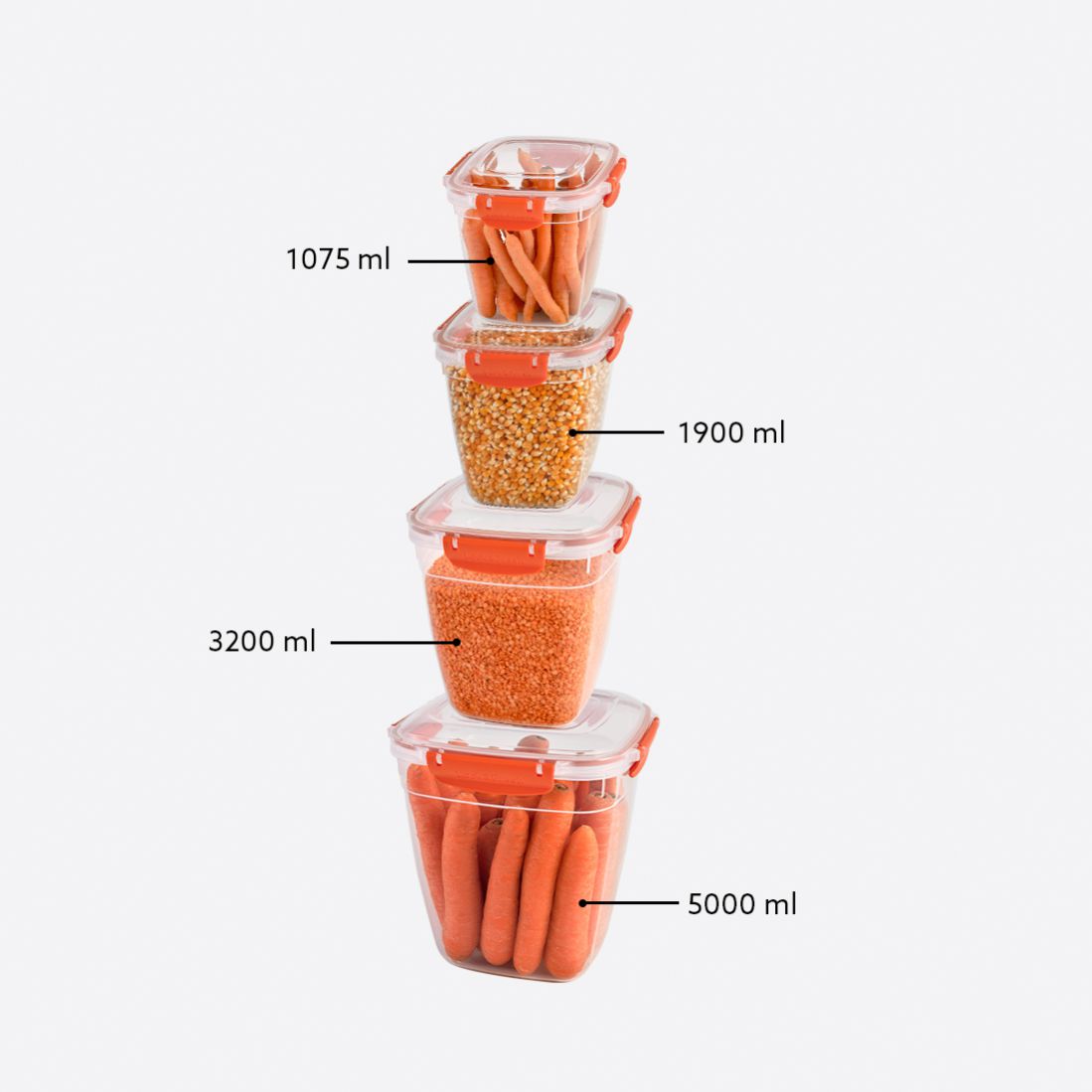 4 Pcs Master Square Set (1075-1900-3200-5000 ml)