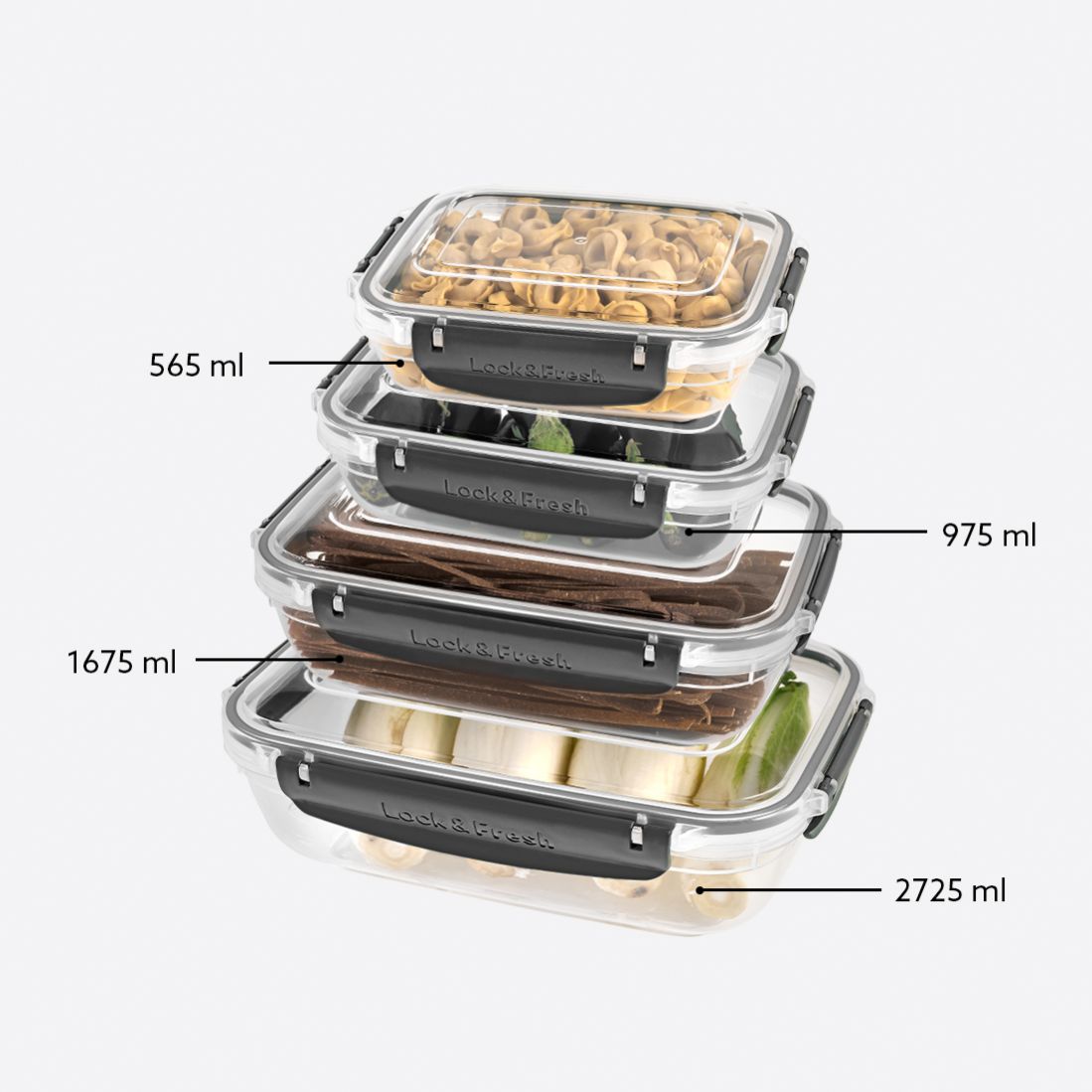 4 Parça Master Dikdörtgen Set (565-975-1675-2725 ml)