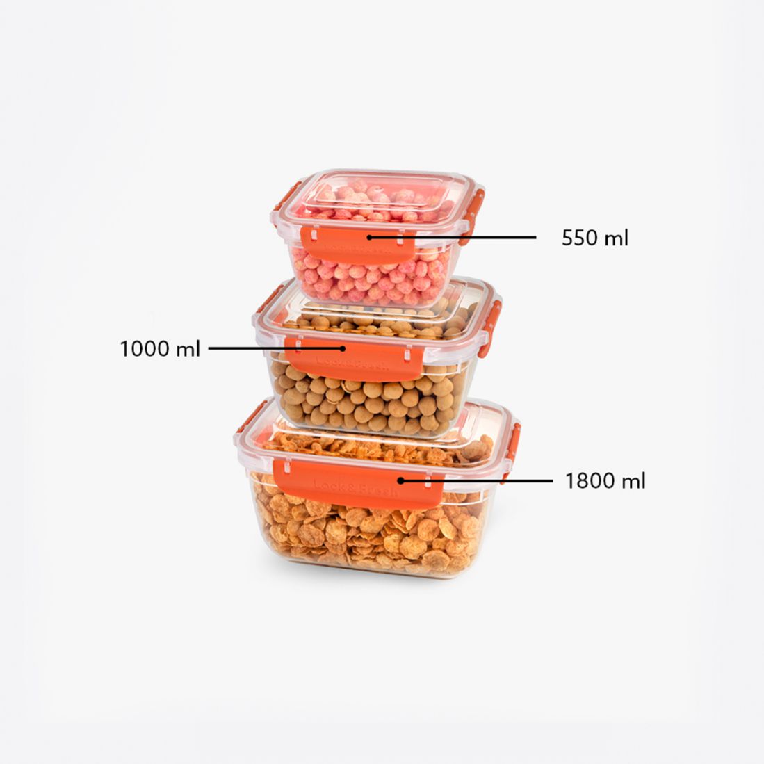 3 Pcs Master Rectangular Set (550-1000-1800 ml)