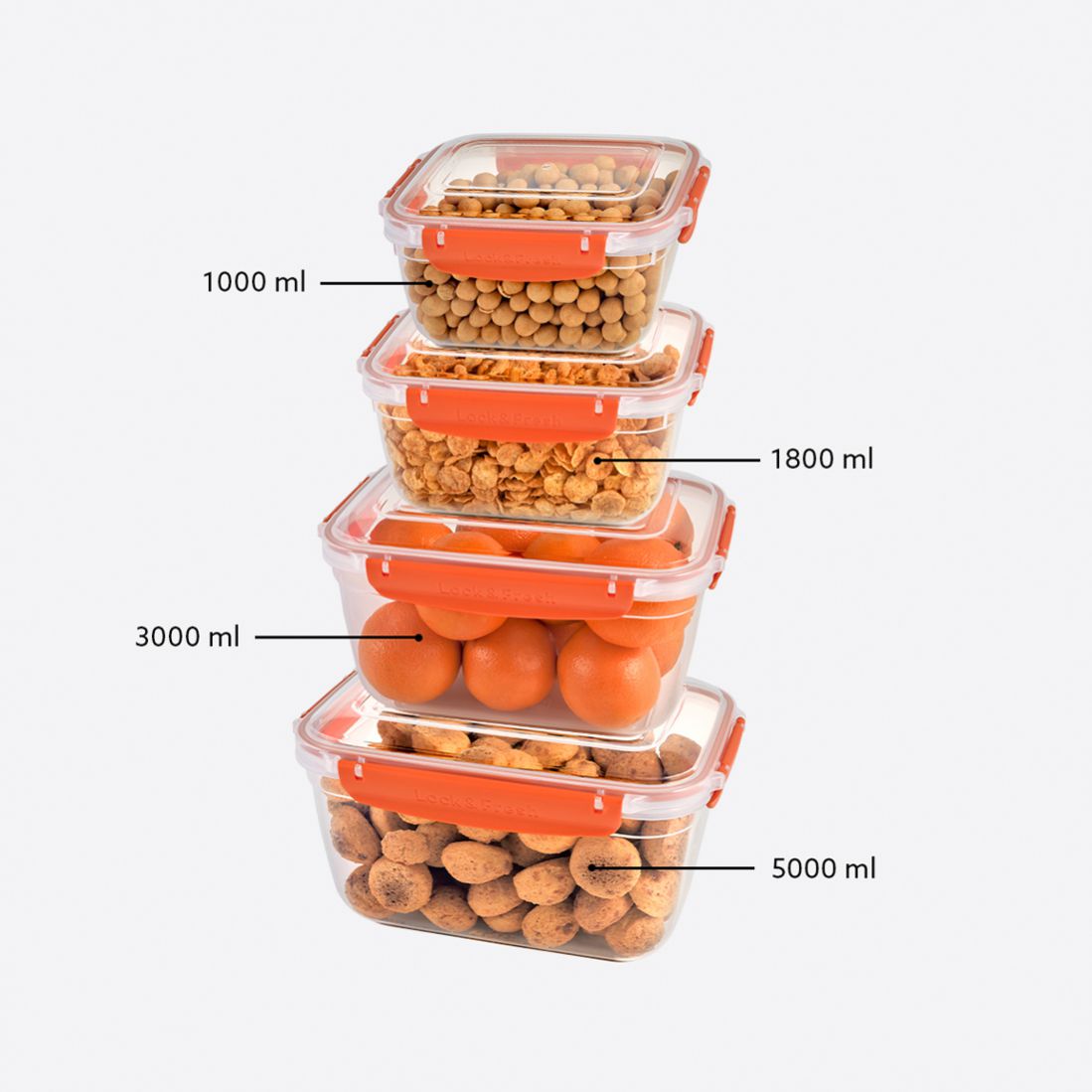 4 Pcs Master Rectangular Set (1000-1800-3000-5000 ml)