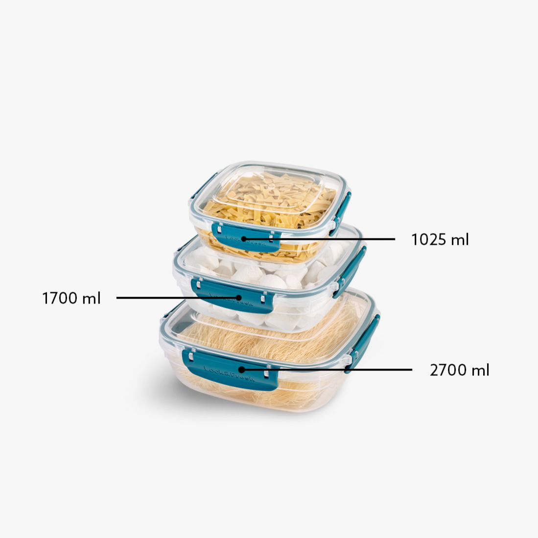 3 Pcs Master Square Set (1025-1700-2700 ml)