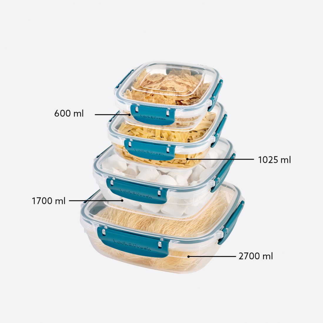 Мастер Квадрат Контейнер 4 шт. (600-1025-1700-2700 ml)