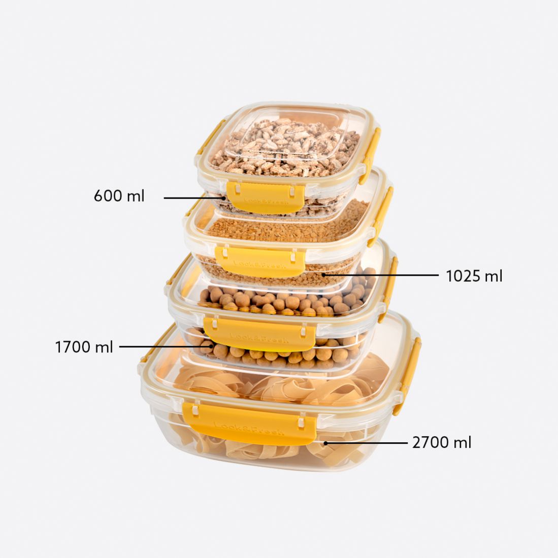 4 Pcs Master Square Set (600-1025-1700-2700 ml)