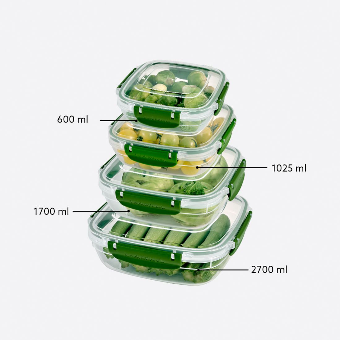 4 Pcs Master Square Set (600-1025-1700-2700 ml)