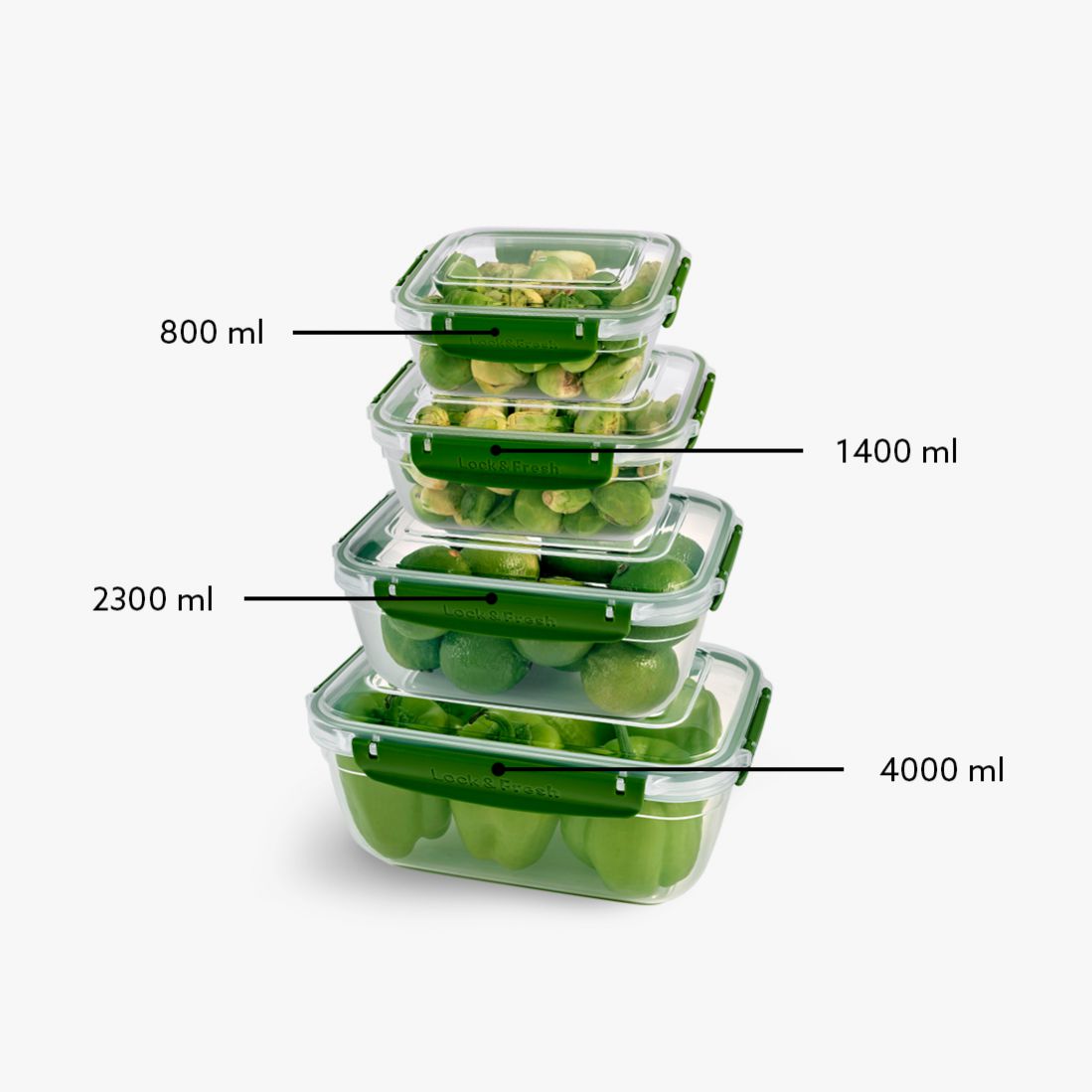 4 Pcs Master Rectangular Set (800-1400-2300-4000 ml)