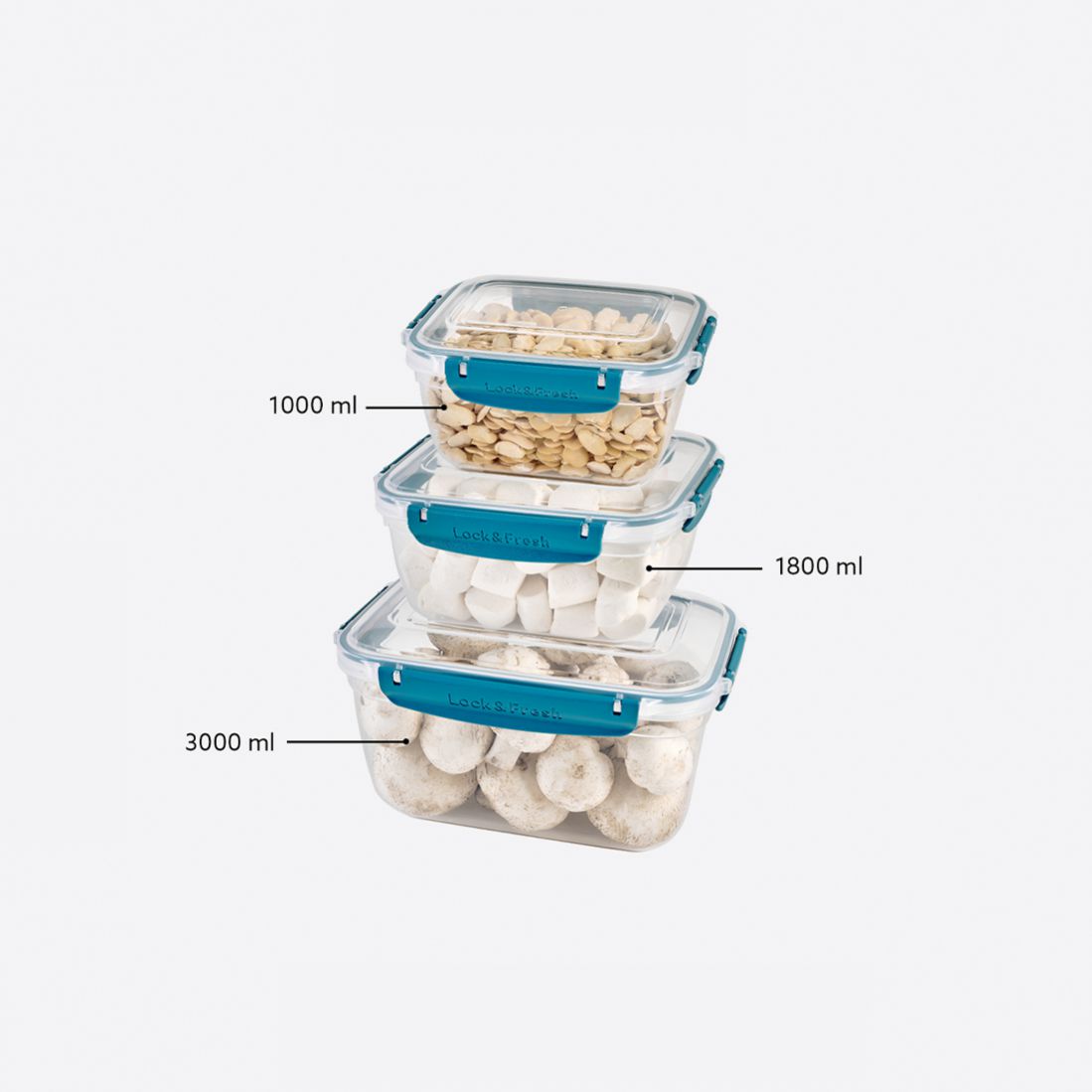 3 Pcs Master Rectangular Set (1000-1800-3000 ml)