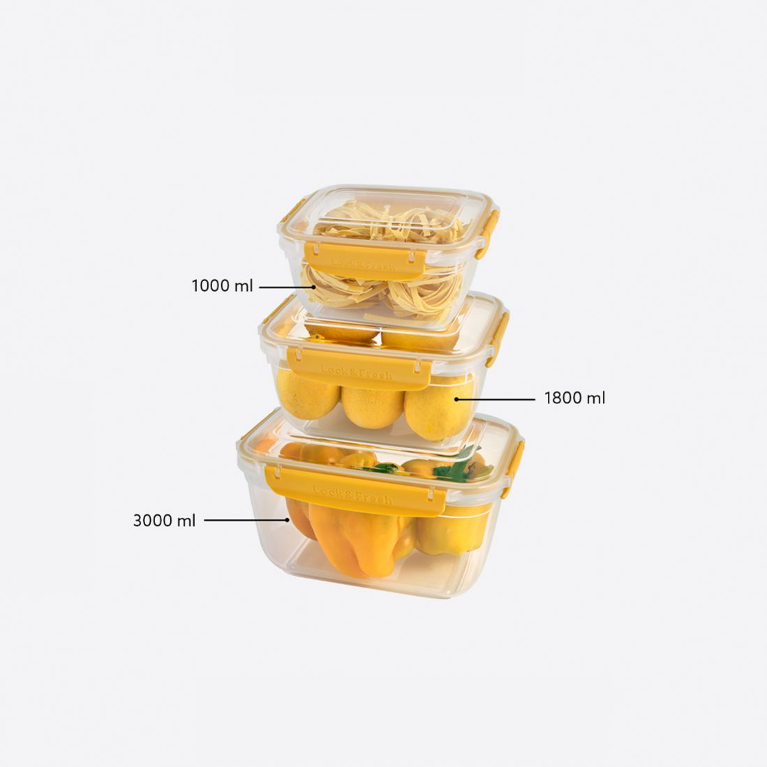 3 Pcs Master Rectangular Set (1000-1800-3000 ml)