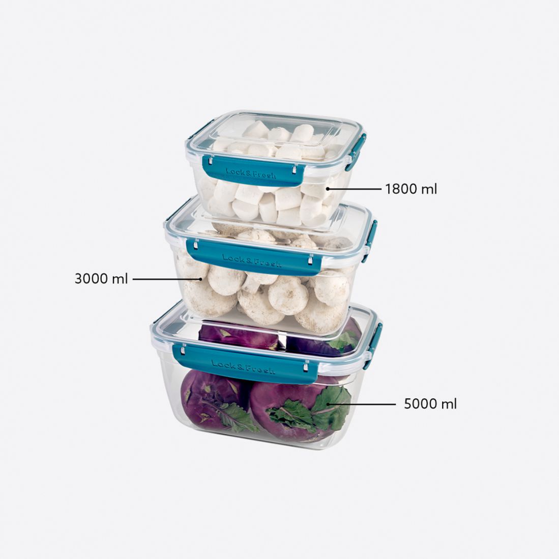 3 Pcs Master Rectangular Set (1800-3000-5000 ml)