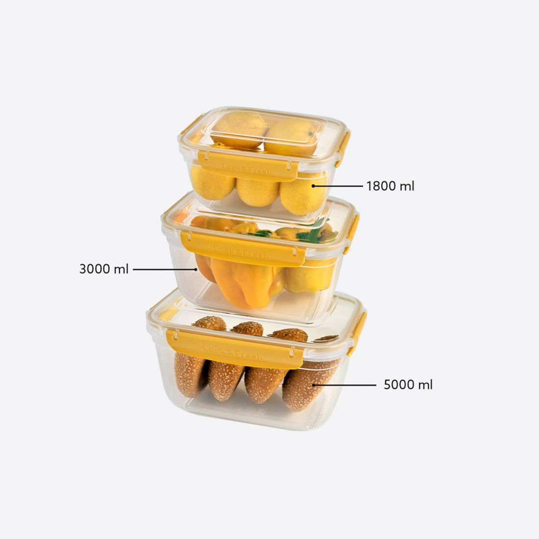 3 Pcs Master Rectangular Set (1800-3000-5000 ml)