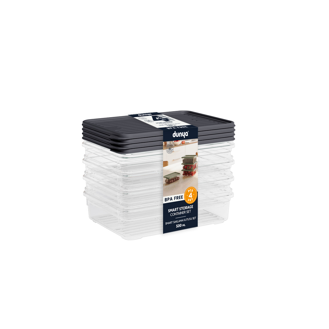 4 Pcs Smart Storage Container Set (4 x 500ml)
