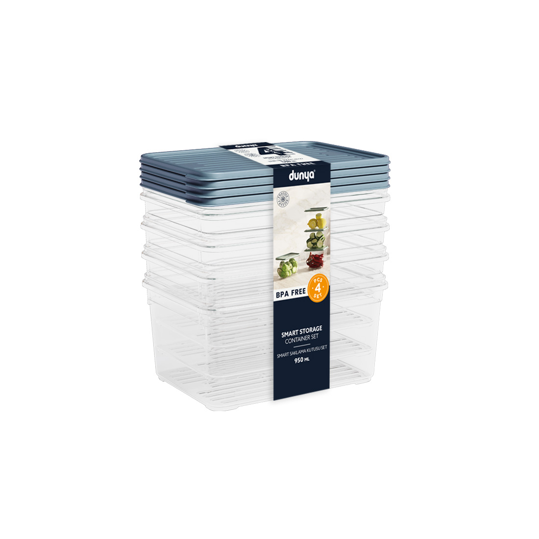 4 Parça Smart Saklama Kabı Set (4 x 950 ml)