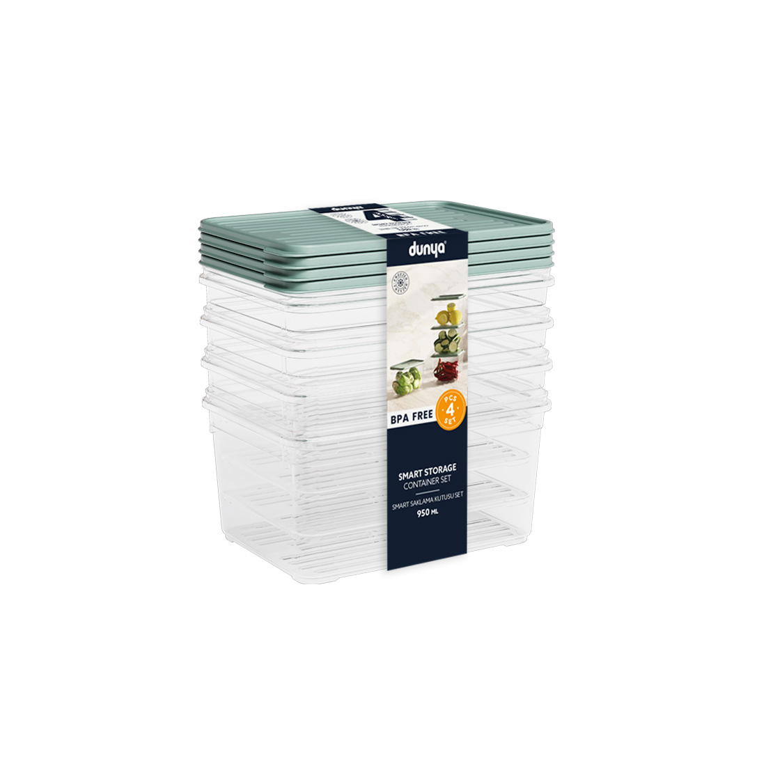 4 Pcs Smart Storage Container Set (4 x 950ml)