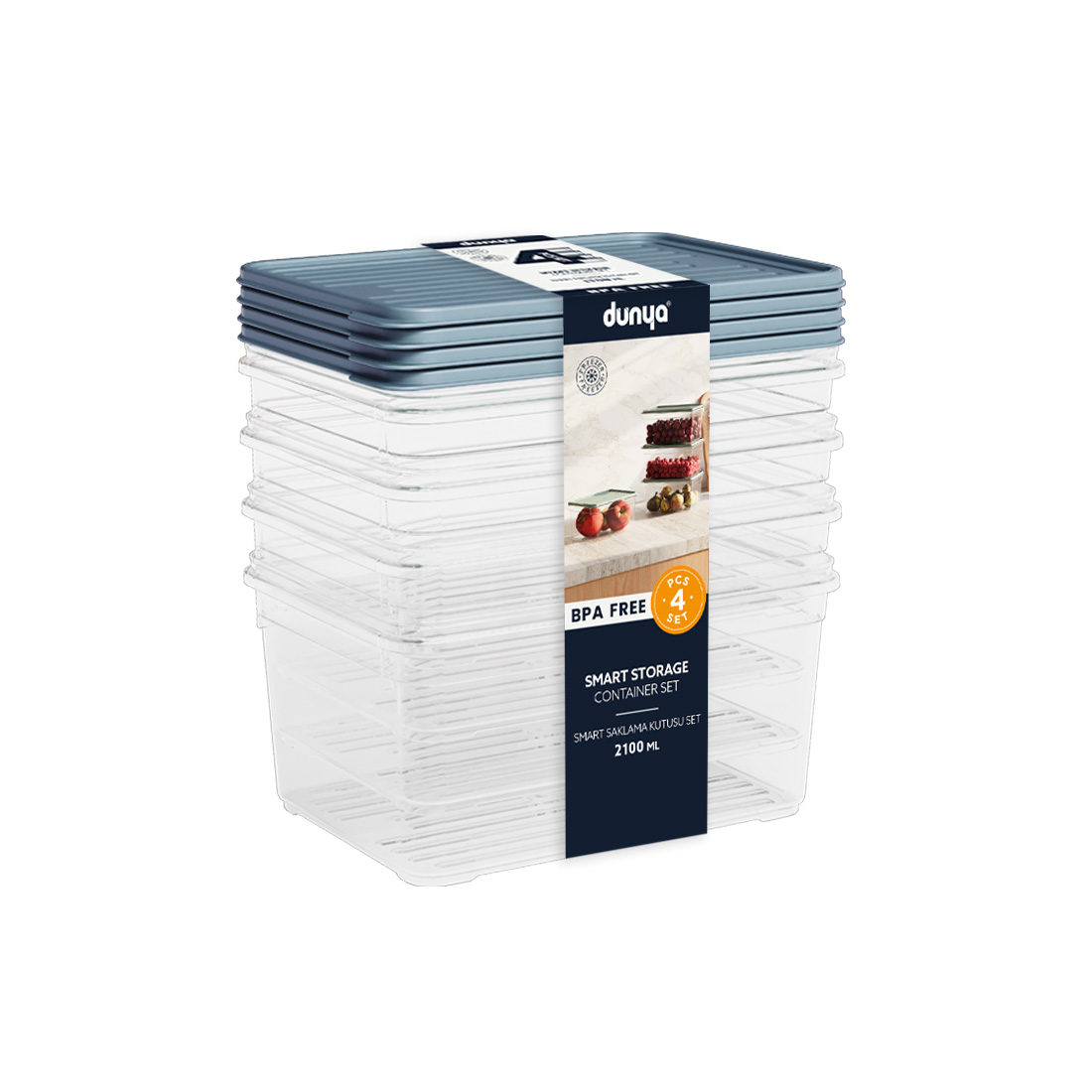 4 Parça Smart Saklama Kabı Set (4 x 2100 ml)