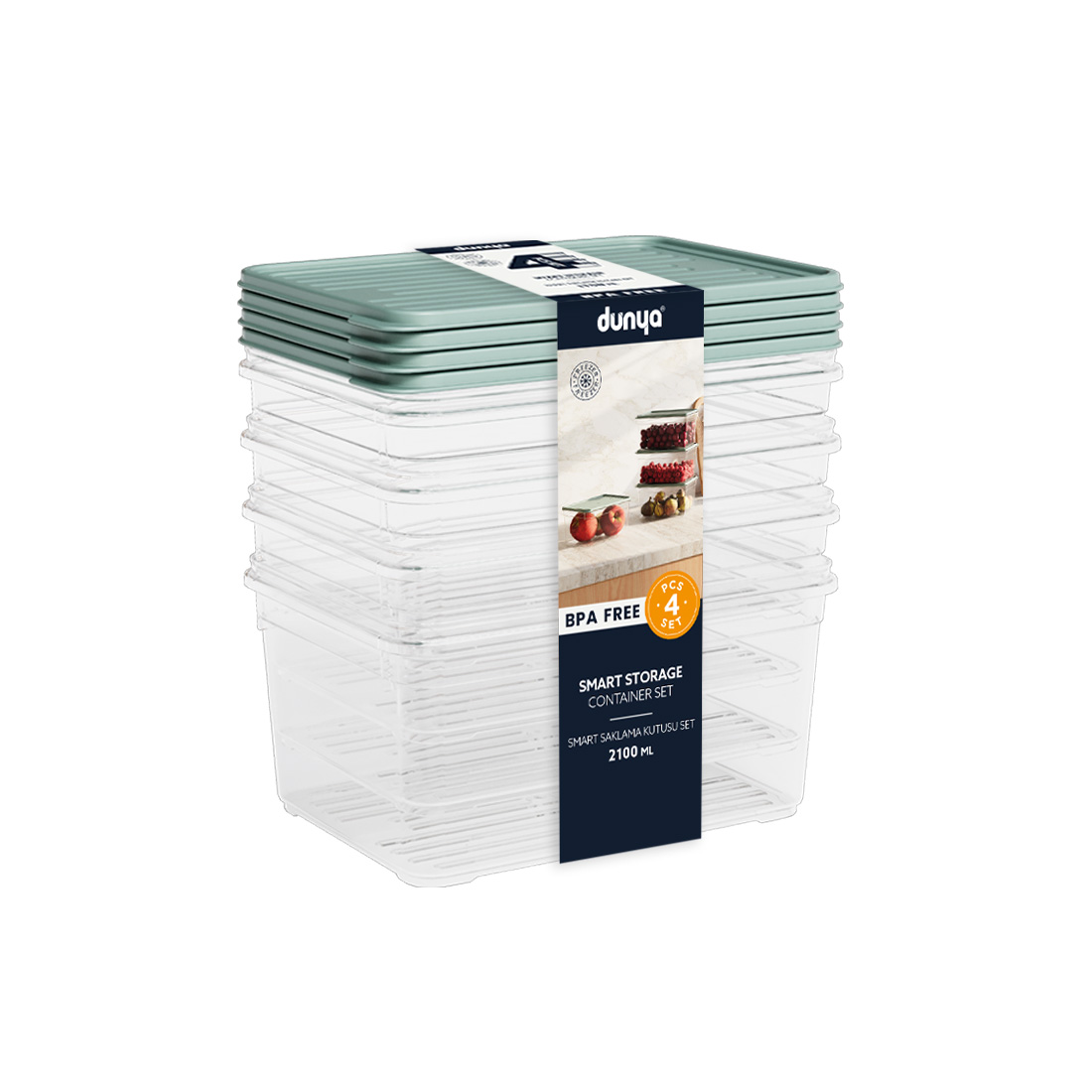 4 Parça Smart Saklama Kabı Set (4 x 2100 ml)