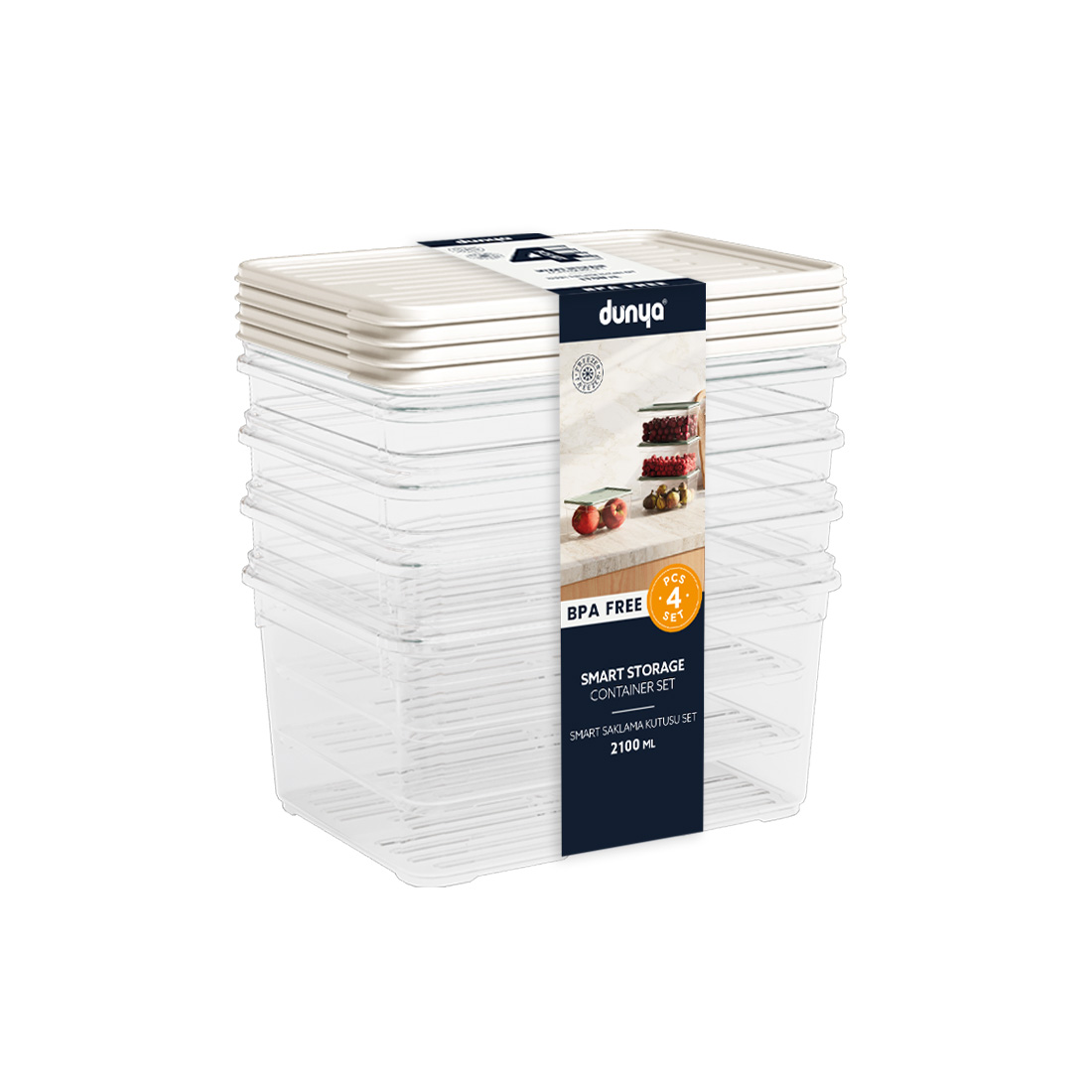 4 Parça Smart Saklama Kabı Set (4 x 2100 ml)