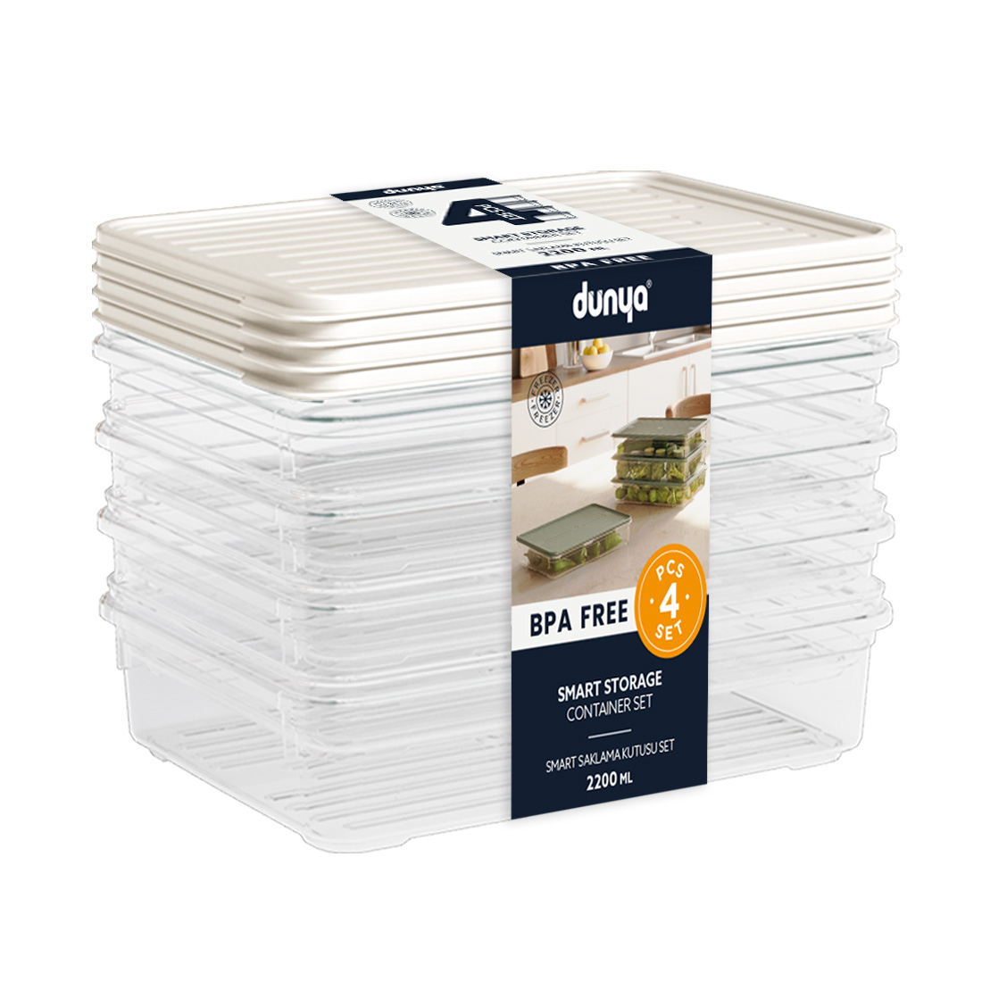 4 Parça Smart Saklama Kabı Set (4 x 2200 ml)