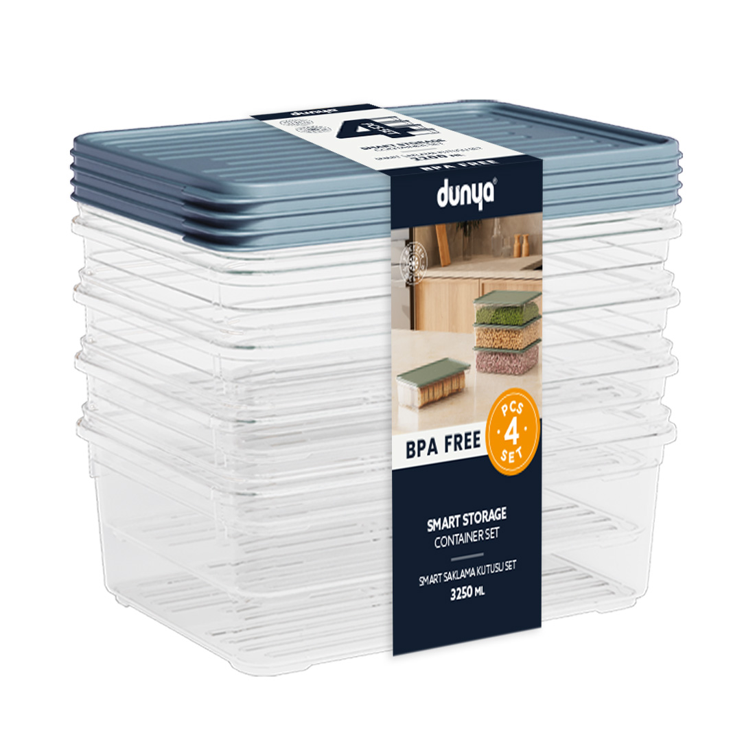 4 Pcs Smart Storage Container Set (4 x 3250ml)