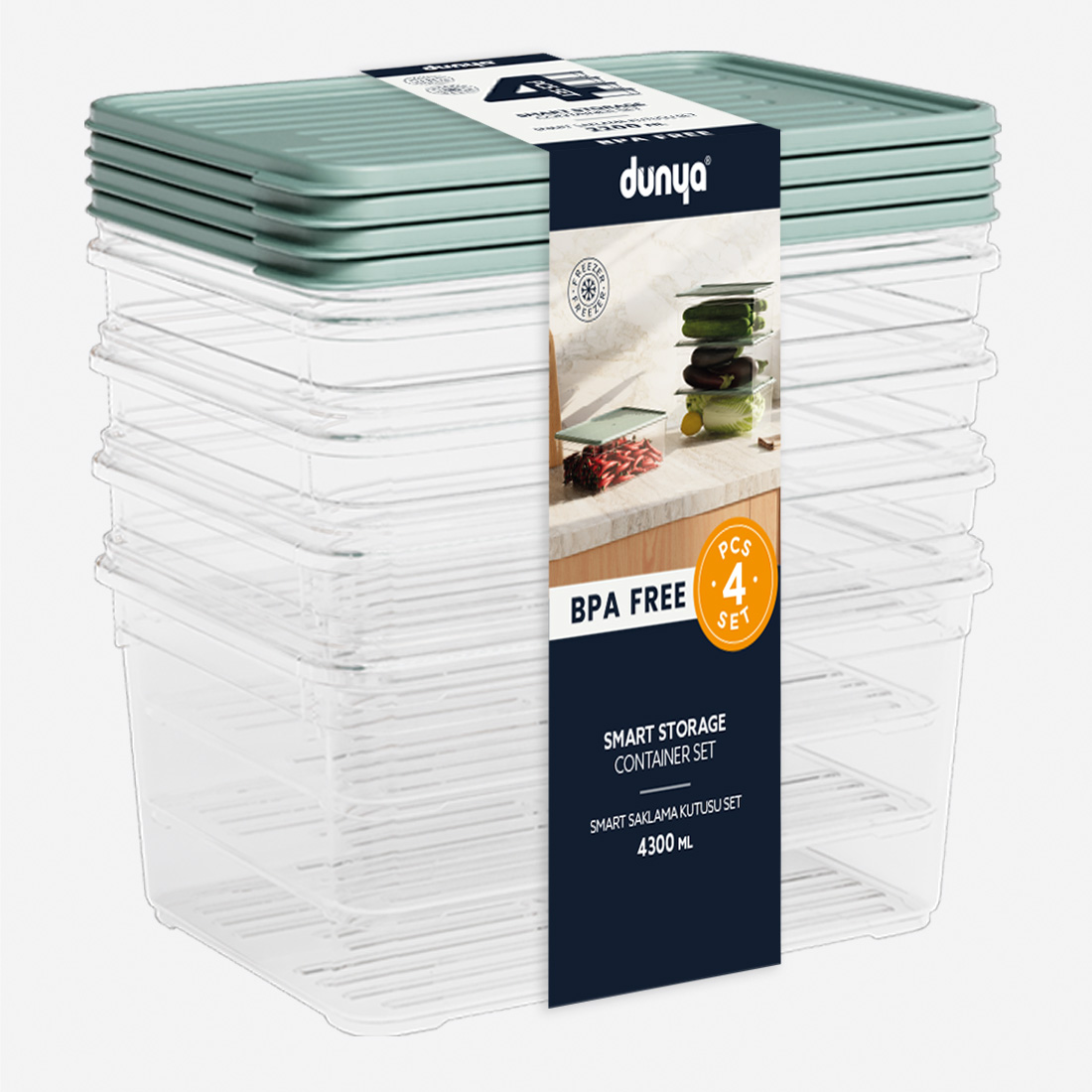 4 Pcs Smart Storage Container Set (4 x 4300ml)