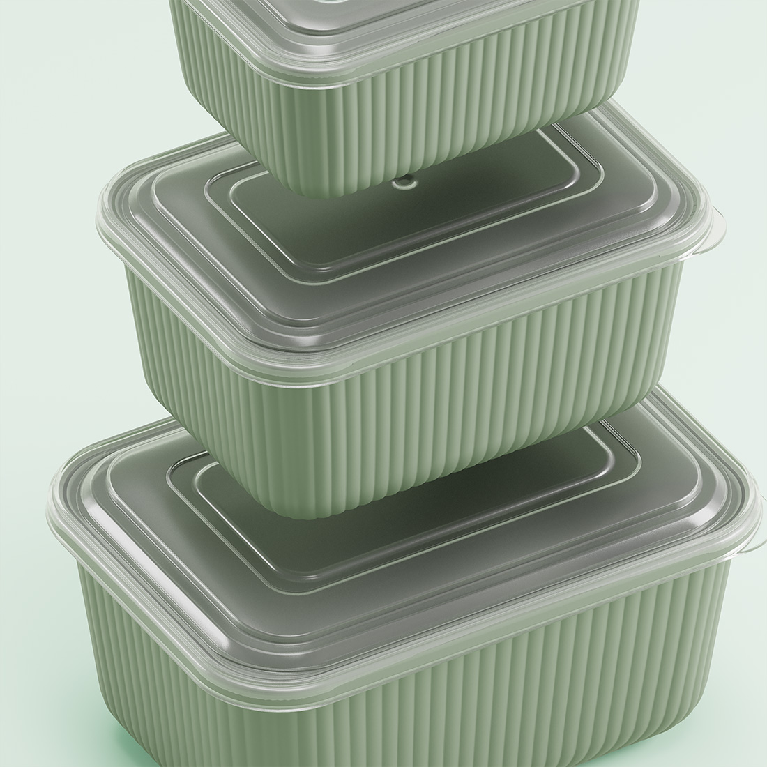 3 Parça Snap Lid Line Dikdörtgen Set (600-1100-1800 ml)