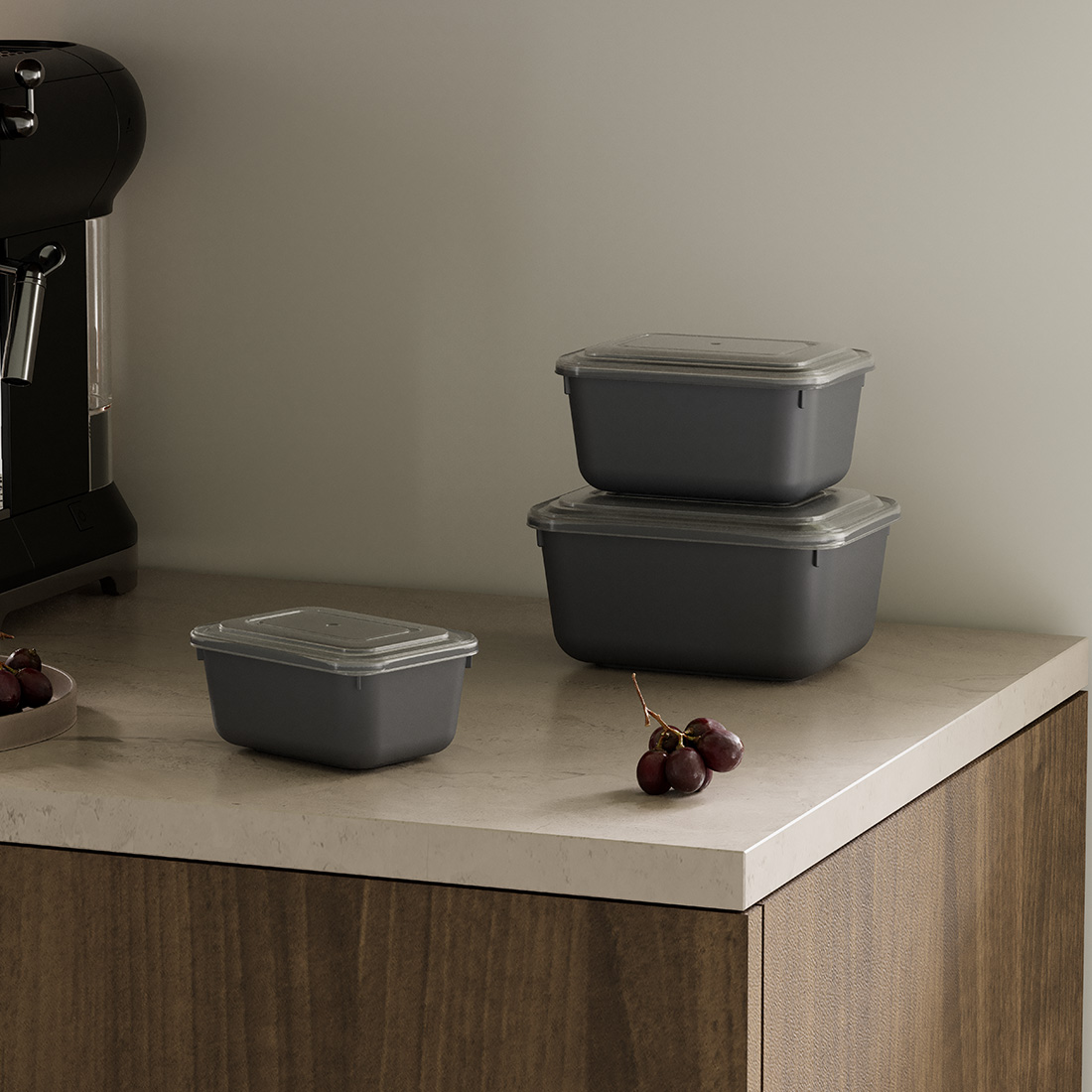 3 Parça Snap Lid Dikdörtgen Set (600-1100-1800 ml)