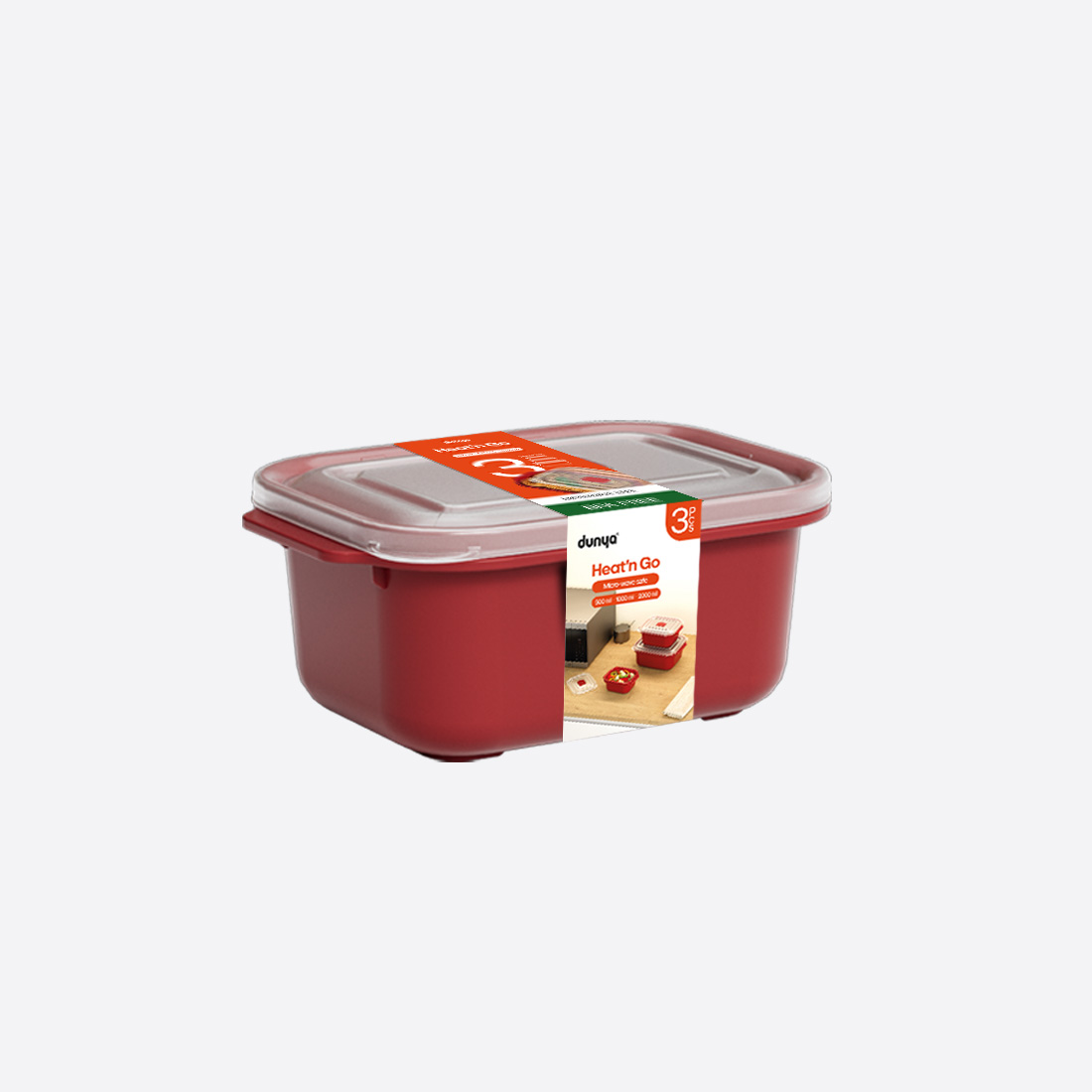 3 Pcs Heat'n Go Rectangular Set ( 500 x 1000 x 2000 ml)