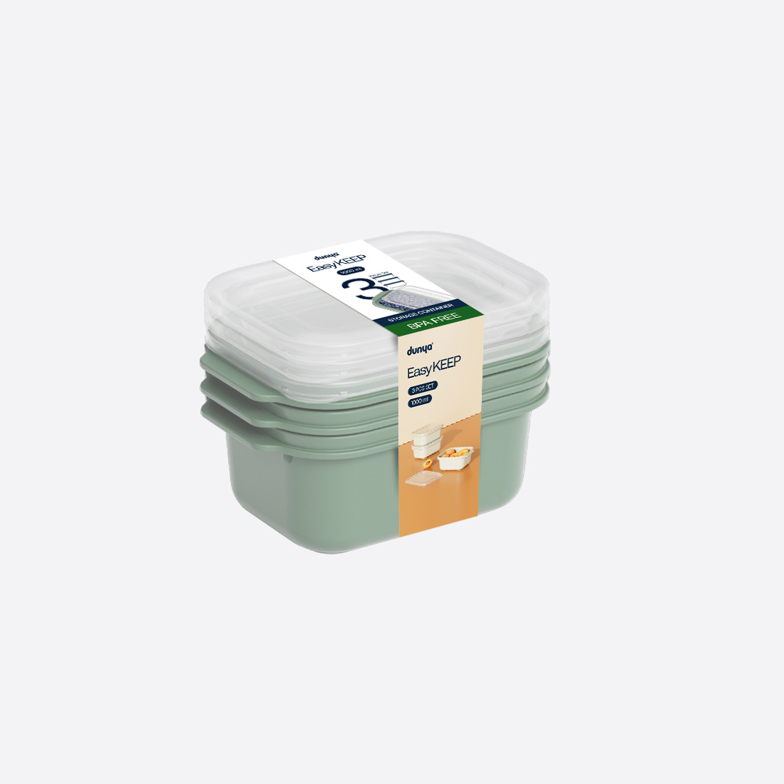 3 Pcs Easy Keep Rectangular Set (3 x 1000 ml)