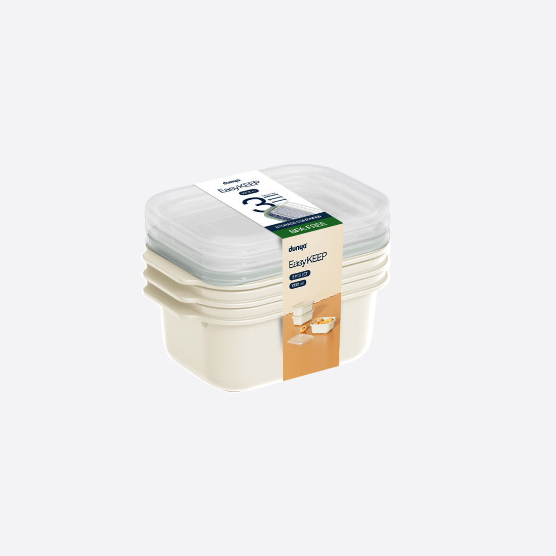 3 Pcs Easy Keep Rectangular Set (3 x 1000 ml)