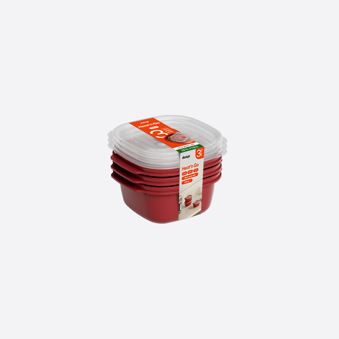 3 Piece Heat'n Go Square Set (3 x 550 ml)