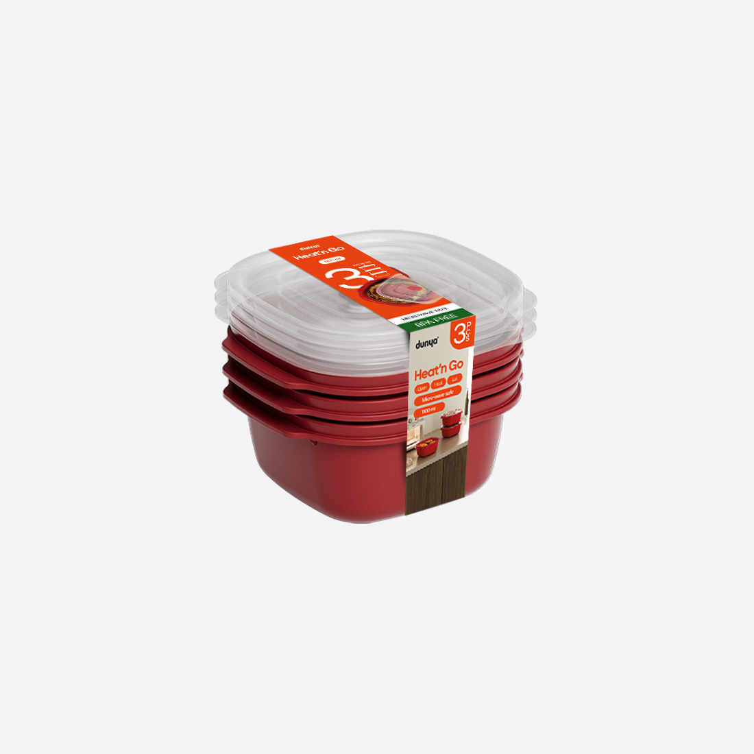  3 Piece Heat'n Go Square Set (3 x 1100 ml)
