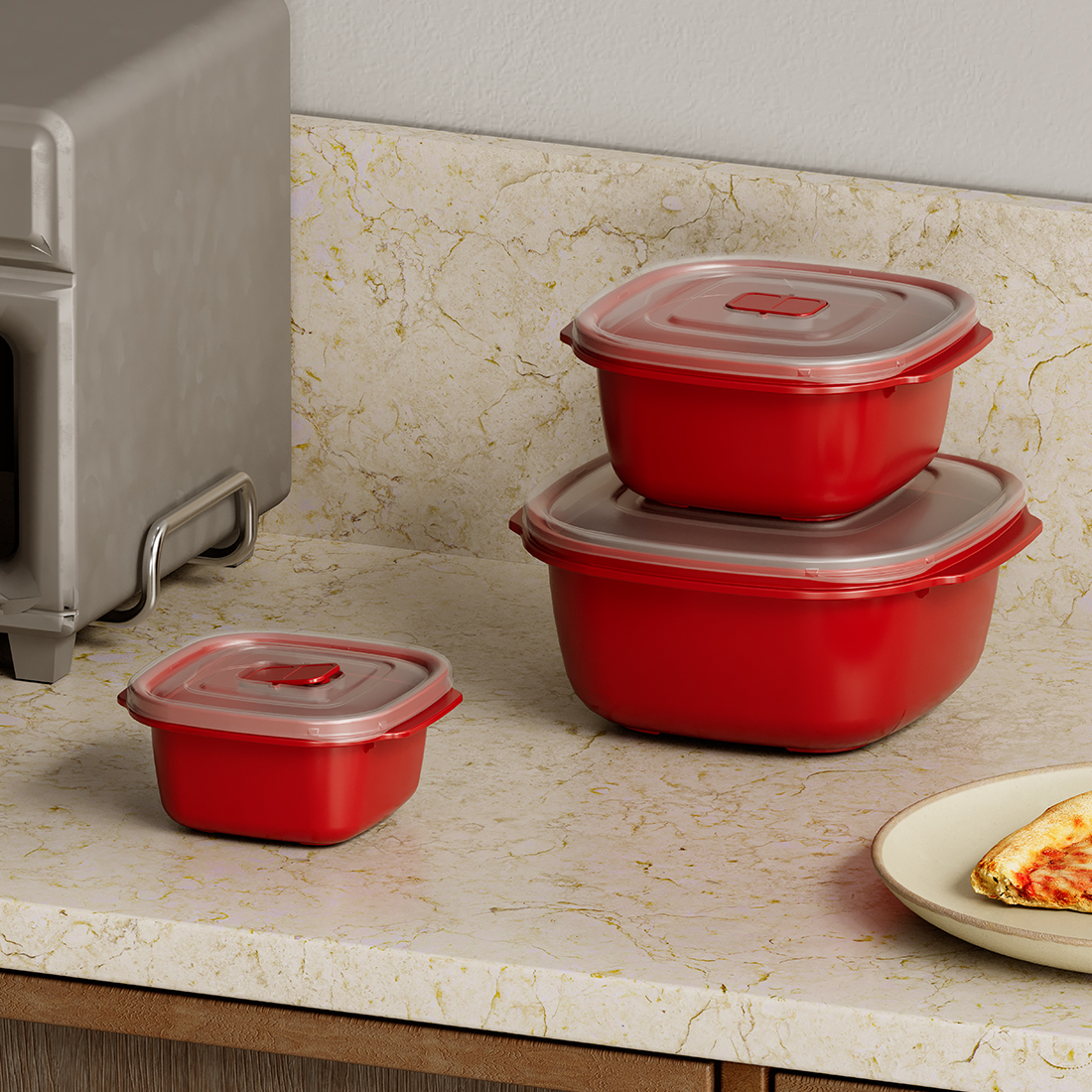 3 Parça Heat'n Go Kare Set ( 550 x 1100 x 2200 ml )