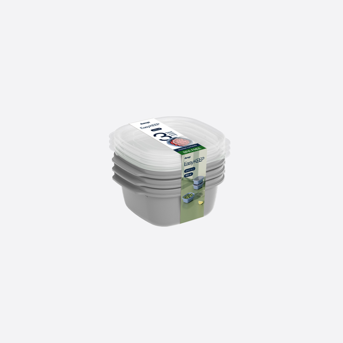 3 Parça Easy Keep Kare Set (3 x 550 ml)