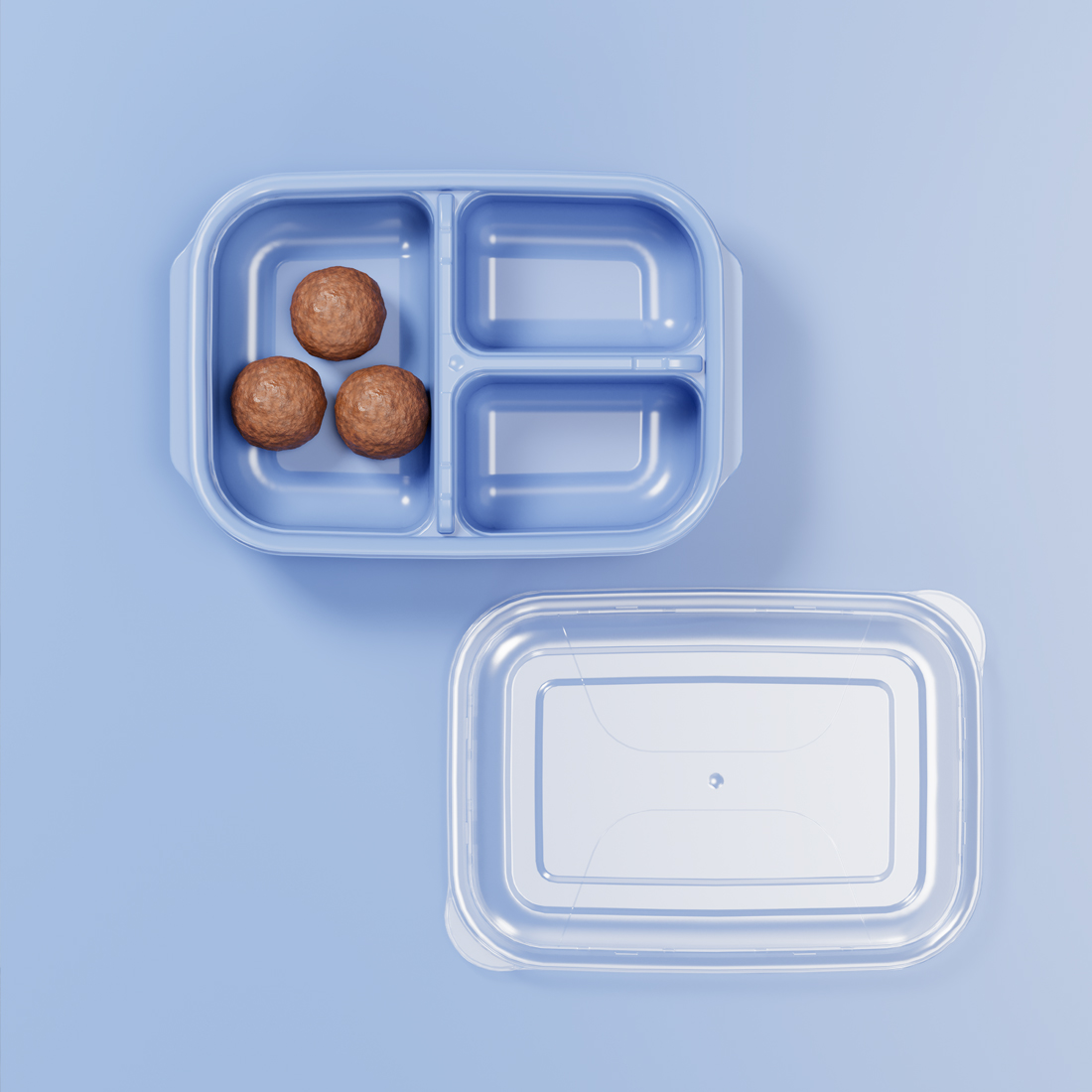 1700 ml Container Three Sections Easy Keep Storage 