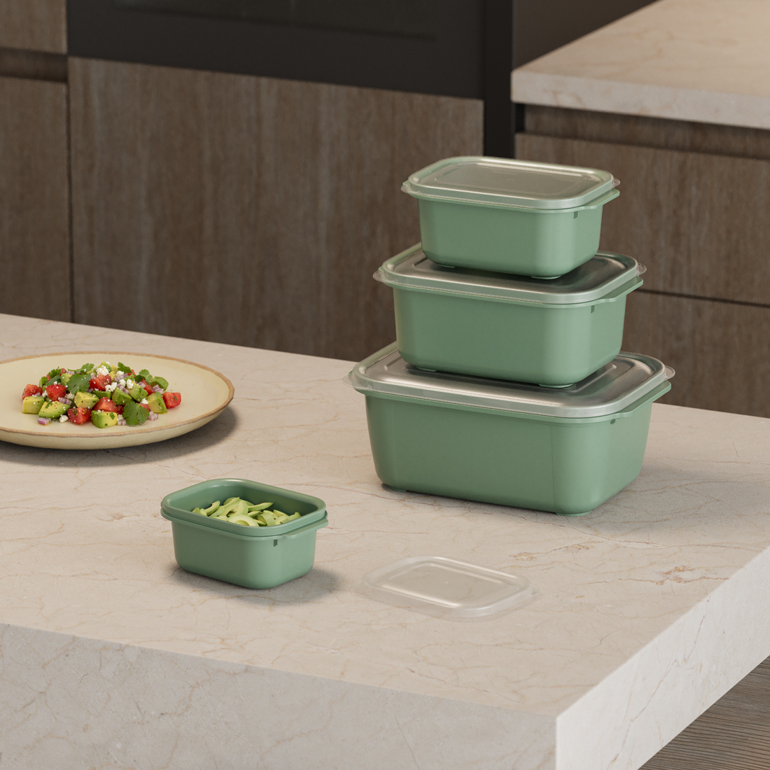 4 Pcs Easy Keep Rectangular Set ( 500 x 1000 x 2000 x 3500 ml)