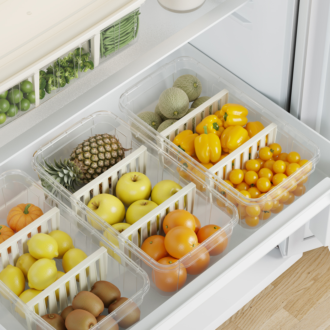 3 Bölmeli Kapaklı Buzdolabı Organizeri