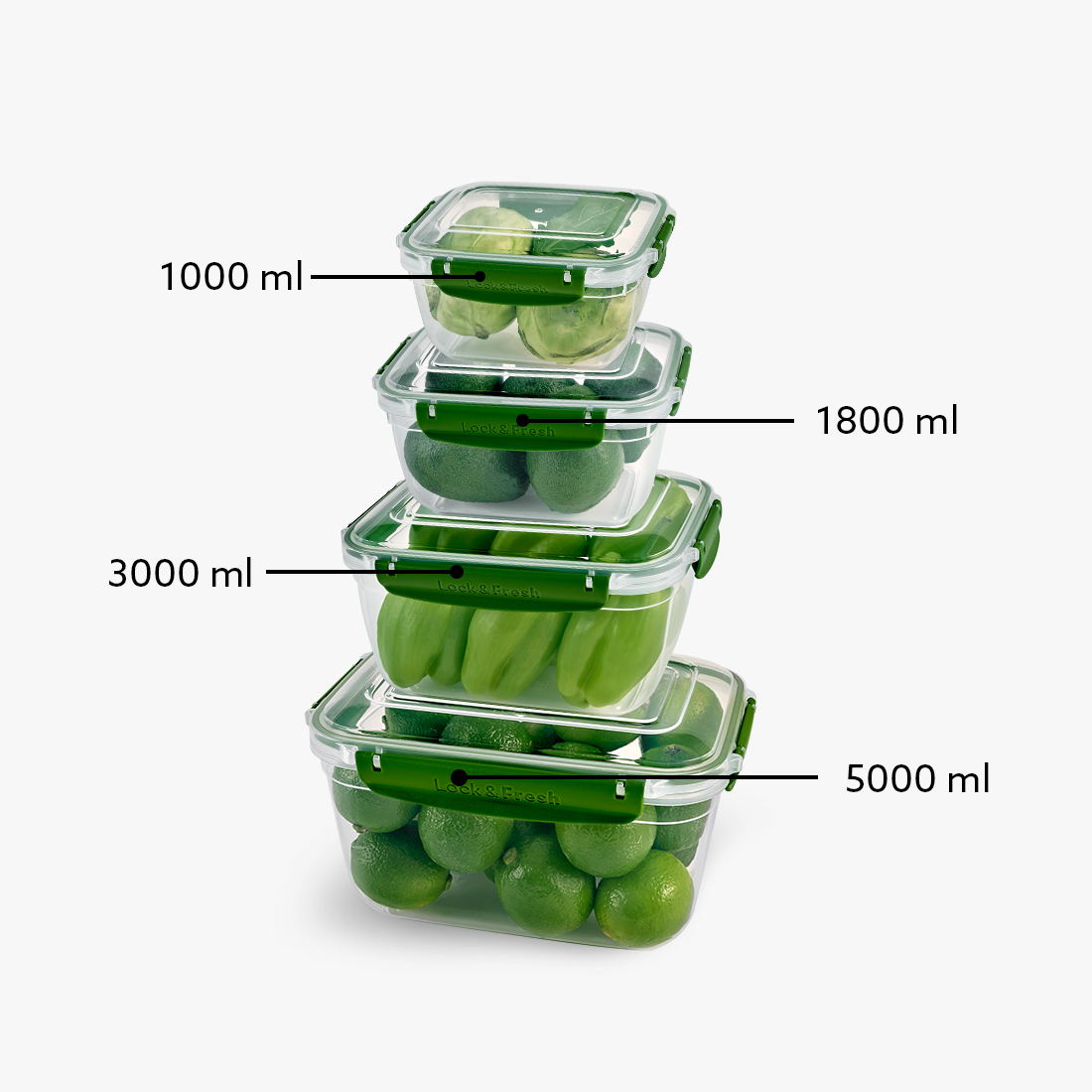 4 Pcs Master Rectangular Set (1000-1800-3000-5000 ml)