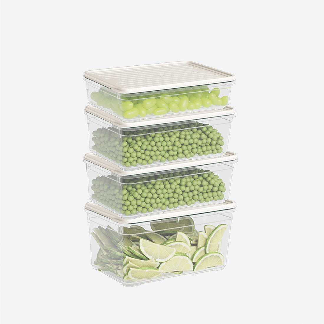 4 Parça Smart Modüler Set ( 1100 ml, 2x1650 ml, 2100 ml )