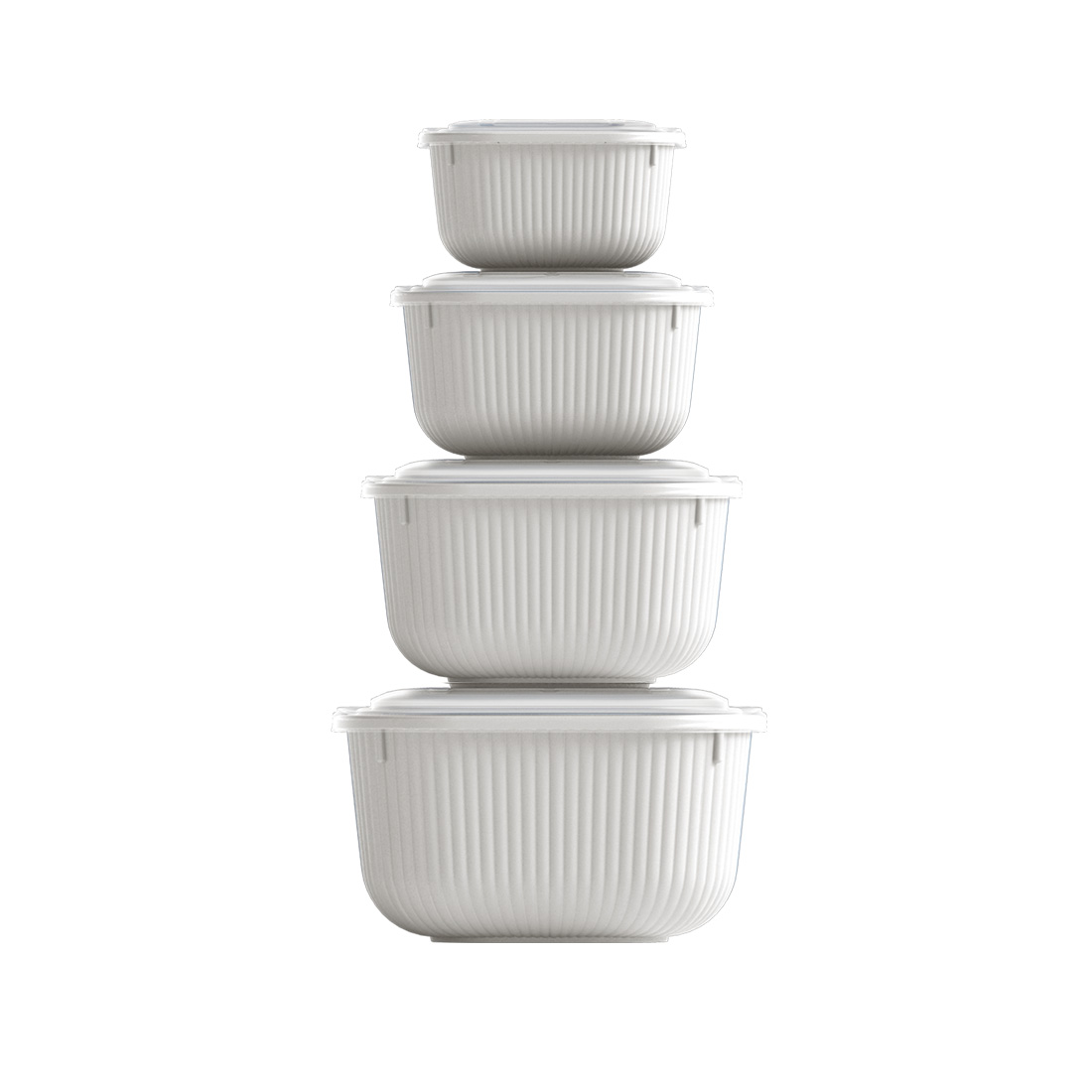 4 Parça Snap Lid Line Kare Set (600-1100-1800-3000 ml)